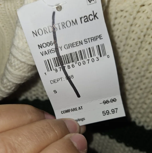 Madewell Varsity Stripe Sweater, Size Small, NWT - Picture 6 of 10